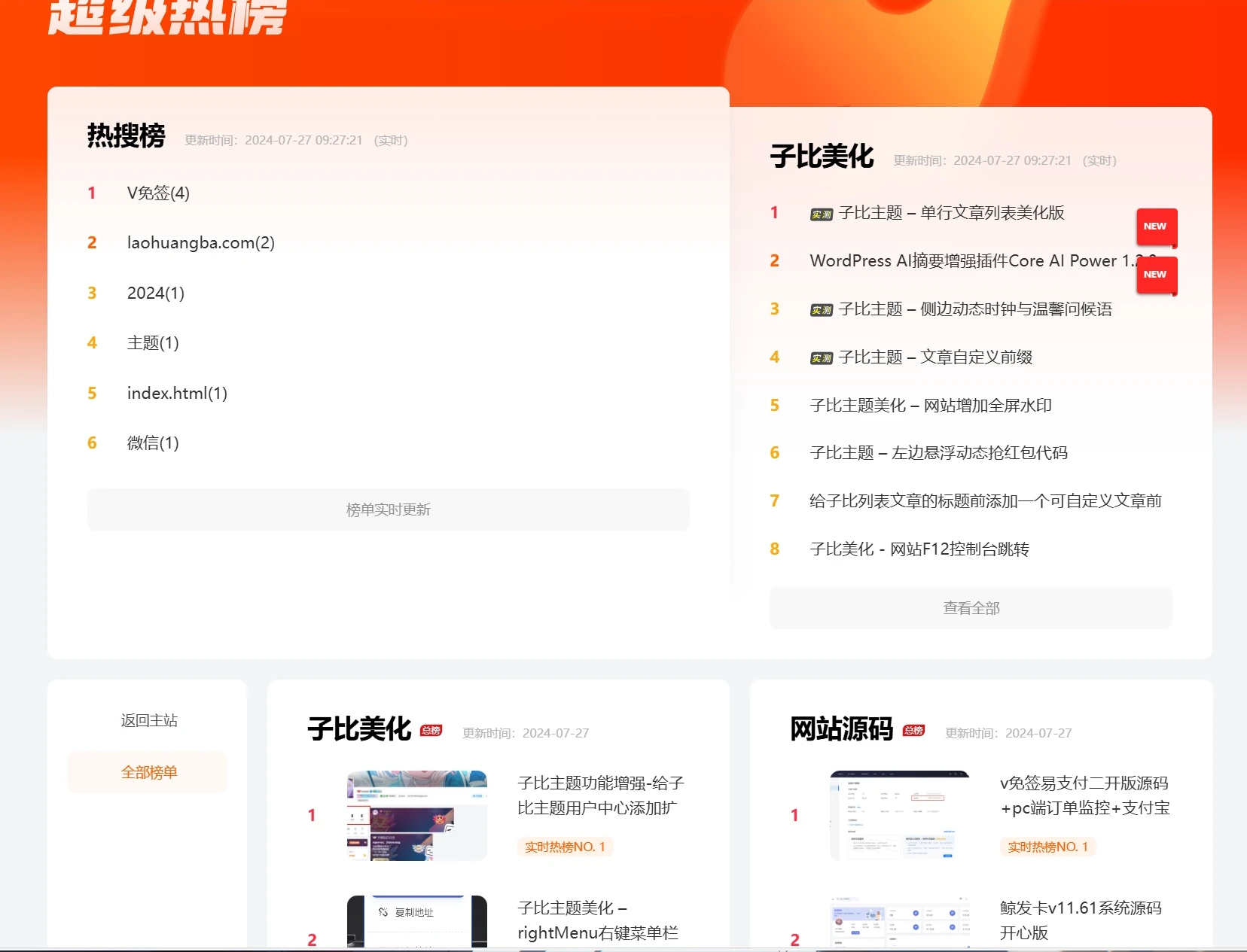 子比主题美化 – 超级热榜-泽客网